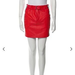 Moschino Couture Red Leather Mini Skirt